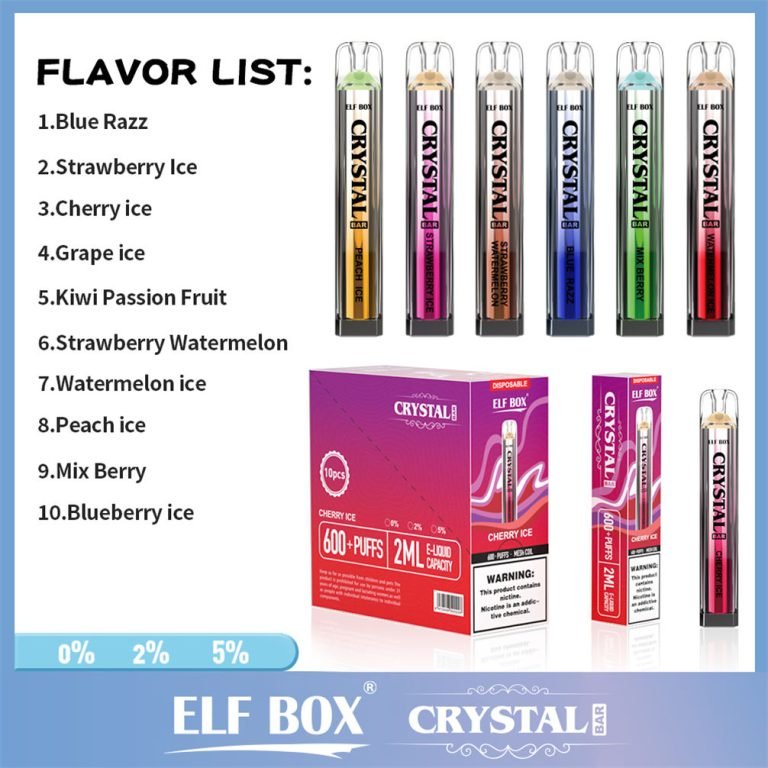 0%/2%/5% Nicotine Elf Box CRYSTAL BAR 600 bivpebcb600