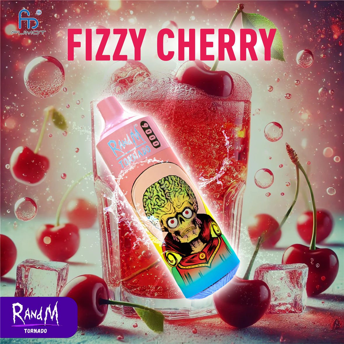 Fizzy Cherry RandM Tornado Vape 9000 bivprt9000